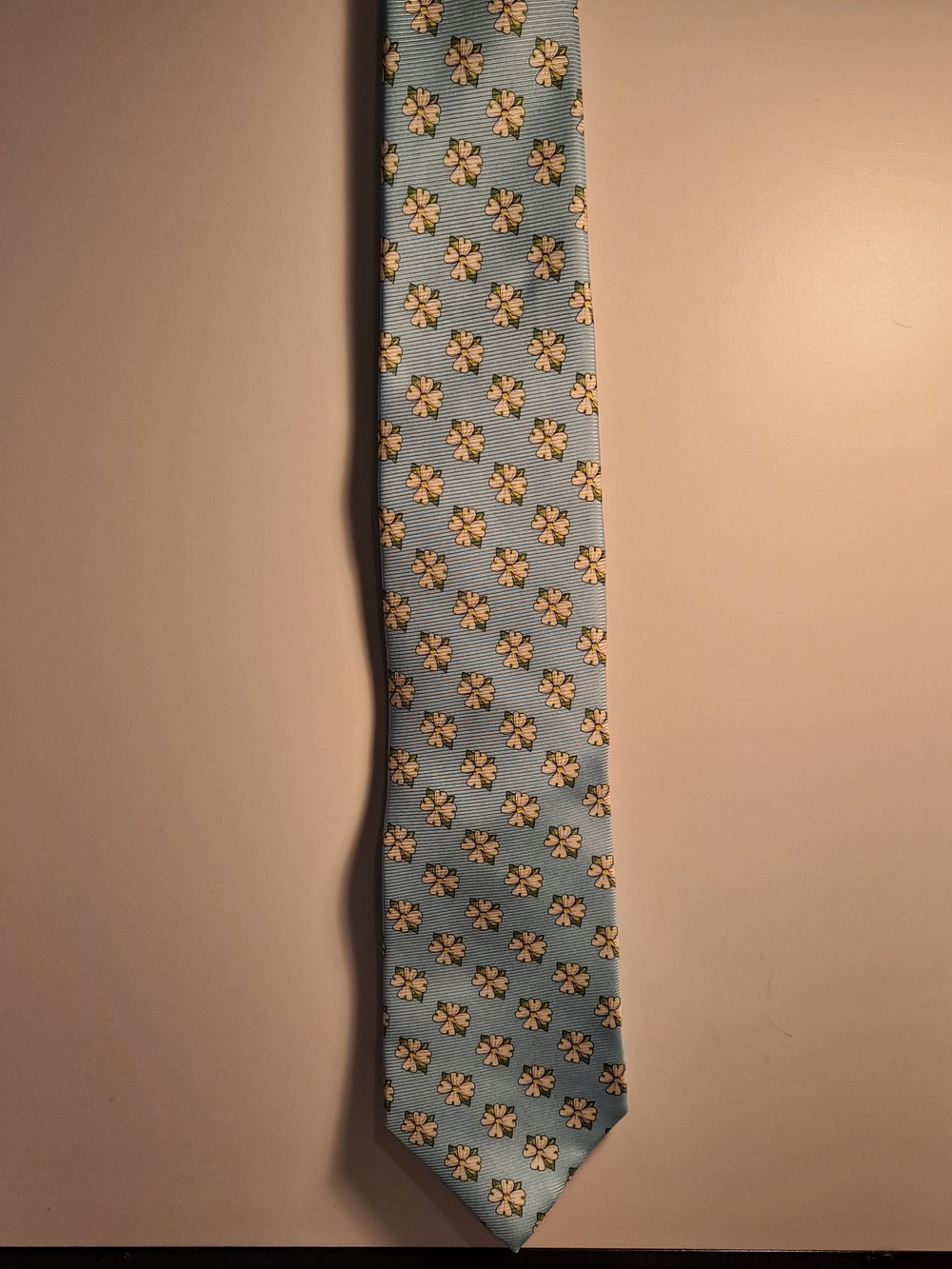 Southern Proper Atlanta GA Hand Sewn Light Blue Floral Dogwood Silk Tie